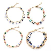 Bracelet Evil Eye bijoux, laiton, avec 1.96 inch chaînes de rallonge, Placage de couleur d'or, pour femme & émail, plus de couleurs à choisir, Longueur:Environ 6.49 pouce, Vendu par PC
