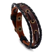 Cowhide Bracelet with Zinc Alloy fashion jewelry & multilayer & Unisex dark brown 10mm Length Approx 8.66 Inch Sold By PC