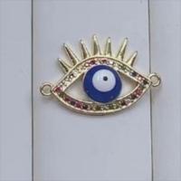 Evil Eye Connector, Brass, fashion jewelry & DIY & micro pave cubic zirconia & for woman & enamel, more colors for choice, Sold By PC