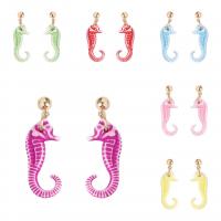 Resin Earring with Zinc Alloy Seahorse random style & fashion jewelry & for woman Random Color Sold By Pair