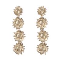 Zinc Alloy Drop Earrings Sunflower plated fashion jewelry & for woman Sold By Pair