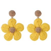 Bijoux boucles d'oreilles, Rafidah+Grass, fleur, tricoter, bijoux de mode & pour femme, plus de couleurs à choisir, 70x55mm, Vendu par paire