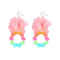 Resin Earring, Cloth, with Resin & Tibetan Style, fashion jewelry & for woman, multi-colored, 68x23mm, Sold By Pair