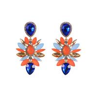 Rhinestone Earring, Tibetan Style, plated, fashion jewelry & for woman & with rhinestone, more colors for choice, 75x42mm, Sold By Pair