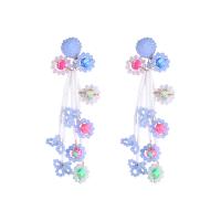 Kristallen oorbellen, Hars, met Kristal & Zinc Alloy, mode sieraden & voor vrouw, meer kleuren voor de keuze, 127x18mm, Verkocht door pair
