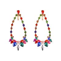 Rhinestone Earring, Tibetan Style, fashion jewelry & for woman & with rhinestone, more colors for choice, 110x51mm, Sold By Pair