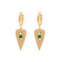Stainless Steel Drop Earring, 304 Stainless Steel, with Malachite, Vacuum Ion Plating, fashion jewelry & for woman, golden, 21.80x10.30mm, Sold By Pair