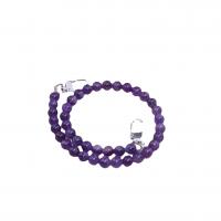 Amethyst Bag Straps with Zinc Alloy Round silver color plated DIY purple 10mm Length Approx 48.5 cm Sold By PC