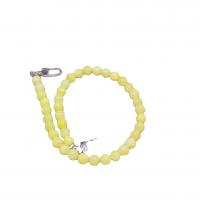 Pale Brown Jade Bag Straps with Zinc Alloy Round silver color plated DIY yellow 10mm Length Approx 48.5 cm Sold By PC