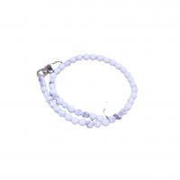 Howlite Bag Straps, with Tibetan Style, Round, silver color plated, DIY, white, 8mm, Length:Approx 48.5 cm, Sold By PC