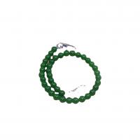 Green Calcedony Taske stropper, med Zinc Alloy, Runde, sølvfarvet forgyldt, du kan DIY, grøn, 10mm, Længde Ca. 48.5 cm, Solgt af PC
