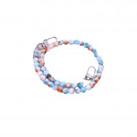 Chalcedony Bag Straps with Zinc Alloy Round silver color plated DIY multi-colored 8mm Length Approx 48.5 cm Sold By PC
