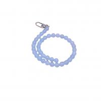 Chalcedony Bag Straps, with Tibetan Style, Round, silver color plated, DIY, light blue, 10mm, Length:Approx 48.5 cm, Sold By PC