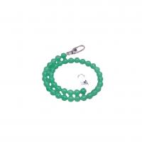 Chalcedony Bag Straps with Zinc Alloy Round silver color plated DIY light green 10mm Length Approx 48.5 cm Sold By PC