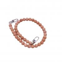 Pale Brown Jade Bag Straps with Zinc Alloy Round silver color plated DIY khaki 10mm Length Approx 48.5 cm Sold By PC