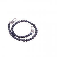 Labradorite Bag Straps, with Tibetan Style, Round, silver color plated, DIY, black, 8mm, Length:Approx 48.5 cm, Sold By PC