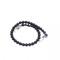Black Agate Bag Straps, with Tibetan Style, Round, silver color plated, DIY, black, 10mm, Length:Approx 48.5 cm, Sold By PC