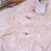 Clear Quartz Bag Straps with Zinc Alloy Round silver color plated DIY clear 10mm Length Approx 48.5 cm Sold By PC