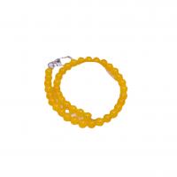 Yellow Calcedony Bag Straps with Zinc Alloy Round silver color plated DIY yellow 10mm Length Approx 48.5 cm Sold By PC