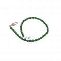 Green Calcedony Taske stropper, med Zinc Alloy, Bucket, sølvfarvet forgyldt, du kan DIY, grøn, 8x12mm, Længde Ca. 48.5 cm, Solgt af PC