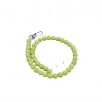 Mashan Jade Bag Straps with Zinc Alloy Round silver color plated DIY & frosted green 10mm Length Approx 48.5 cm Sold By PC