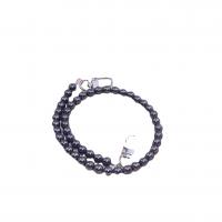 Hematite Bag Straps, with Tibetan Style, Round, silver color plated, DIY, black, 8mm, Length:Approx 48.5 cm, Sold By PC