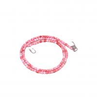 Chalcedony Bag Straps, with Tibetan Style, Round, silver color plated, DIY, pink, 6mm, Length:Approx 87 cm, Sold By PC
