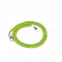 Pale Brown Jade Bag Straps with Zinc Alloy Round silver color plated DIY apple green 6mm Length Approx 87 cm Sold By PC