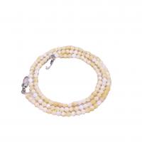Pale Brown Jade Bag Straps with Zinc Alloy Round silver color plated DIY yellow 8mm Length Approx 116 cm Sold By PC