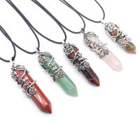 Gemstone Pendants Jewelry with Zinc Alloy Conical silver color plated Sold By PC