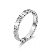 Titanium Steel Finger Ring Round plated Unisex & with rhinestone 3mm Sold By PC