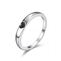 Titanium Steel Finger Ring, Heart, silver color plated, different size for choice & for woman & enamel, silver color, 3mm, Sold By PC