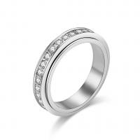 Titanium Steel Finger Ring plated Unisex & with rhinestone 5mm Sold By PC