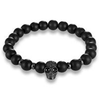 Abrazine Stone Bracelet, with Brass, Skull, fashion jewelry & Unisex, more colors for choice, 8mm, Length:Approx 7.48 Inch, Sold By PC
