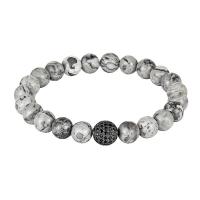 Map Stone Bracelet with Brass fashion jewelry & Unisex & micro pave cubic zirconia 8mm 10mm Length Approx 7.48 Inch Sold By PC
