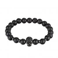 Lava Bracelet with Brass Skull fashion jewelry & Unisex & micro pave cubic zirconia 8mm Length Approx 7.48 Inch Sold By PC