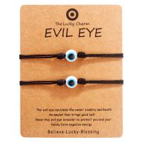 Evil Eye Jewelry Bracelet Polyester Cord with Lampwork Flat Round 2 pieces & fashion jewelry & Unisex & evil eye pattern & adjustable Length 16-28 cm Sold By Pair