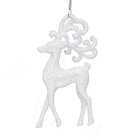 Kunststoff Weihnachtsbaum-Dekoration, mit Pailletten, Weihnachtselch, Weihnachtsschmuck & verschiedene Größen vorhanden, weiß, verkauft von PC