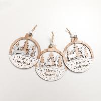 Wood Christmas Tree Decoration Flat Round Christmas jewelry coffee color Sold By PC