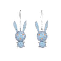 Cubic Zirconia Micro Pave Brass Earring Rabbit gold color plated fashion jewelry & micro pave cubic zirconia & for woman nickel lead & cadmium free Sold By Pair