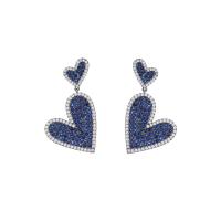 Cubic Zirconia Micro Pave Brass Earring, Heart, plated, fashion jewelry & micro pave cubic zirconia & for woman, more colors for choice, nickel, lead & cadmium free, 26x48mm, Sold By Pair