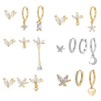 Brass Earring Set, plated, different styles for choice & micro pave cubic zirconia & for woman, more colors for choice, Sold By Set