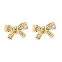 Cubic Zirconia Micro Pave Brass Earring, gold color plated, different styles for choice & micro pave cubic zirconia & for woman, gold, 11x7mm, Sold By Pair