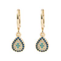 Cubic Zirconia Micro Pave Brass Earring, gold color plated, different styles for choice & micro pave cubic zirconia & for woman, gold, 25x8mm, Sold By Pair