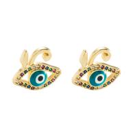 Evil Eye Earrings, Brass, gold color plated, different styles for choice & micro pave cubic zirconia & for woman & enamel, more colors for choice, 11x13mm, Sold By Pair