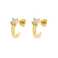 Cubic Zirconia Micro Pave Brass Earring, gold color plated, different styles for choice & micro pave cubic zirconia & for woman, gold, 14x12mm, Sold By Pair