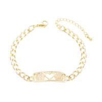 Cubic Zirconia Micro Pave Brass Bracelet gold color plated & micro pave cubic zirconia & for woman gold 230mm Sold By PC
