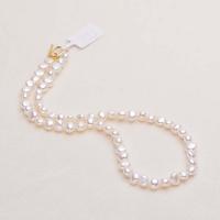 Freshwater Pearl Brass Necklace with Brass gold color plated for woman white 7-8mm Length 16.96 Inch Sold By PC