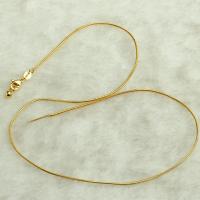 Mässing Chain Necklace, 18K guldpläterad, DIY & ormkedja, 1.20mm, Längd Ca 17.71 inch, 10PC/Lot, Säljs av Lot
