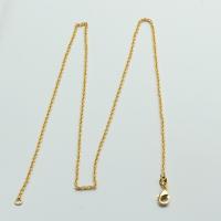 Mosaz Chain Necklace, 18K pozlacené, DIY, 1.50mm, Délka Cca 17.71 inch, 10PC/Lot, Prodáno By Lot